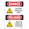 Signmission Safety Sign, OSHA Danger, 5" Height, Battery Charging Area Bilingual Spanish OS-DS-D-35-VS-1039 - alternate 1